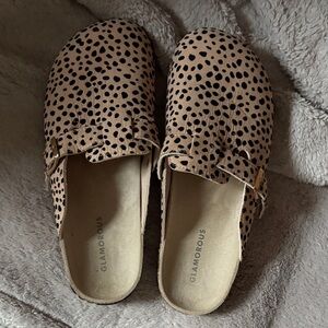Glamorous Spotted Tan Mules